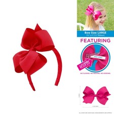 Wee Ones Girls' Small King Grosgrain Hair Bow On Matching Wrapped Headband