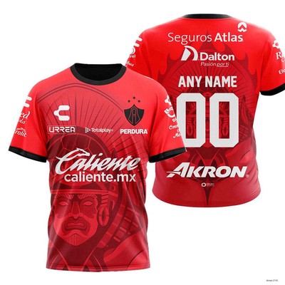 Custom LIGA MX Atlas F.C Shirt Bold Red & Black Design Aztec Warrior Pattern