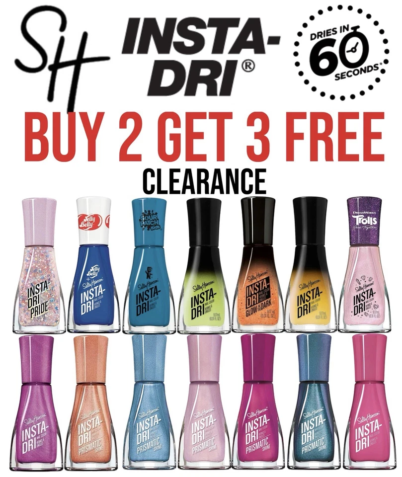 Sally Hansen Insta-Dri Nail Polish / Varnish - Buy Any 2 Get Any 3 Free 🔥