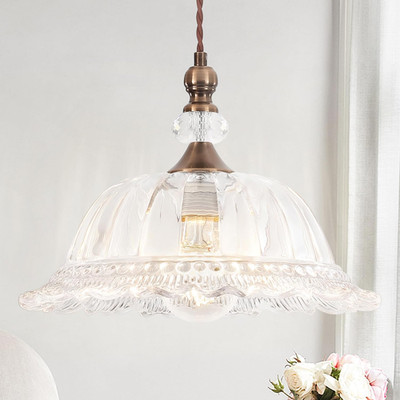 Vintage Pendant Light Fixtures for Kitchen Island Brass Gold 10.6'' Glass Small P