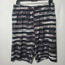 Nike Swim Trunks Shorts Mens Large Black Striped Drawstring Lined Quick Dry Logo