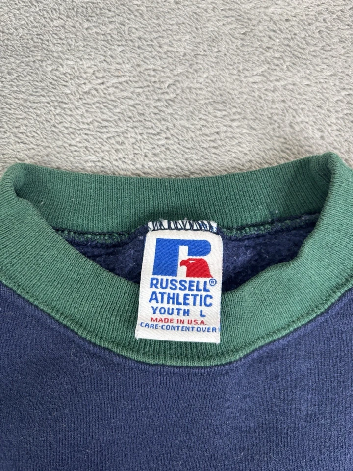 Vintage 90s Russell Athletic Pullover Sweatshirt Boys Size Large Blue  - Image 4 of 4