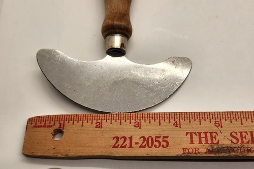 Vtg Set of 2 Kitchen Chopper Rocker Slicer Blade Green & Natural Wood Handle USA - Picture 6 of 7