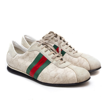 VTG Gucci Sneakers Men's Size US 10.5 Low Top Leather Suede GG Logo
