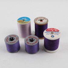 Lot of 5 Purple Sewing Thread Spools Assorted...
