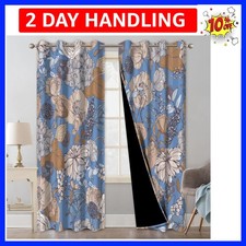 Boho Floral 100 Blackout Curtains 84 Inch Length 2 Panels Set, Linen Texture...