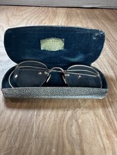 Vintage Eyeglasses 12k Rimless Antique Frames W/ Hard Case Wiegand Cleveland