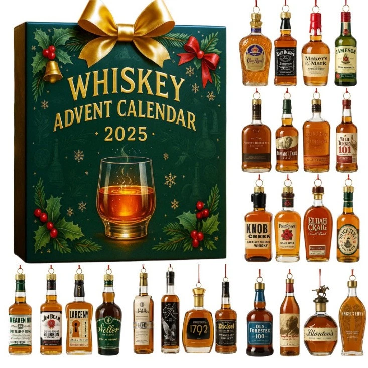 2025 Whiskey Advent Calendar: 24 Days Without Repetition, 2D Christmas Decor US