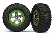 Traxxas 5865 Tire/Wheels Assembled Green Beadlock Front 2 : 1/10 Slash 2wd