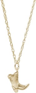Authentic 18" Gold Plated Sterling Silver Charm Necklace w/ Cowboy Boot Charm by Rembrandt