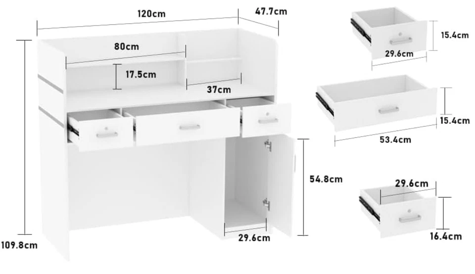 Reception Desk with Lockable Drawers Reception Counter Shop Counter Sales Desk - Image 2 of 4