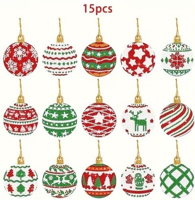 15 Pack Christmas Ornaments Painting Colorful, Easy, Gift Or Project, Diy