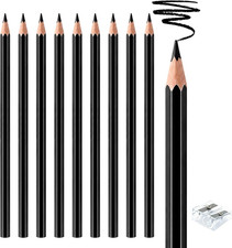 10 PCS Black Colored Pencils, Pre-sharpened Professional Wooden Art Pencils Set