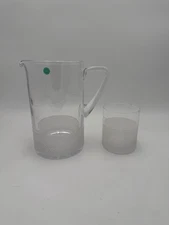 Tiffany & Co. Diamond Point Crystal Glass  Old Fashioned Mug & Pitcher Engraved!