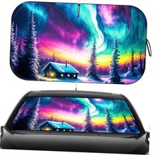 Windshield Sun Shade, Car Sun Shade Windshield with Storage Bag 55"X32" Green