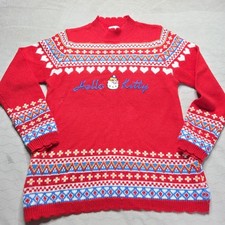 Flawed Hello Kitty Fair Isle Knit Sweater Holiday Christmas Embroidered VTG
