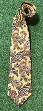 Brooks Brothers Makers All Silk Necktie Gold Paisley Print Made in USA Vintage