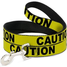Dog Leash Caution Yellow Black 6 Feet Long 1.0 Inch Wide