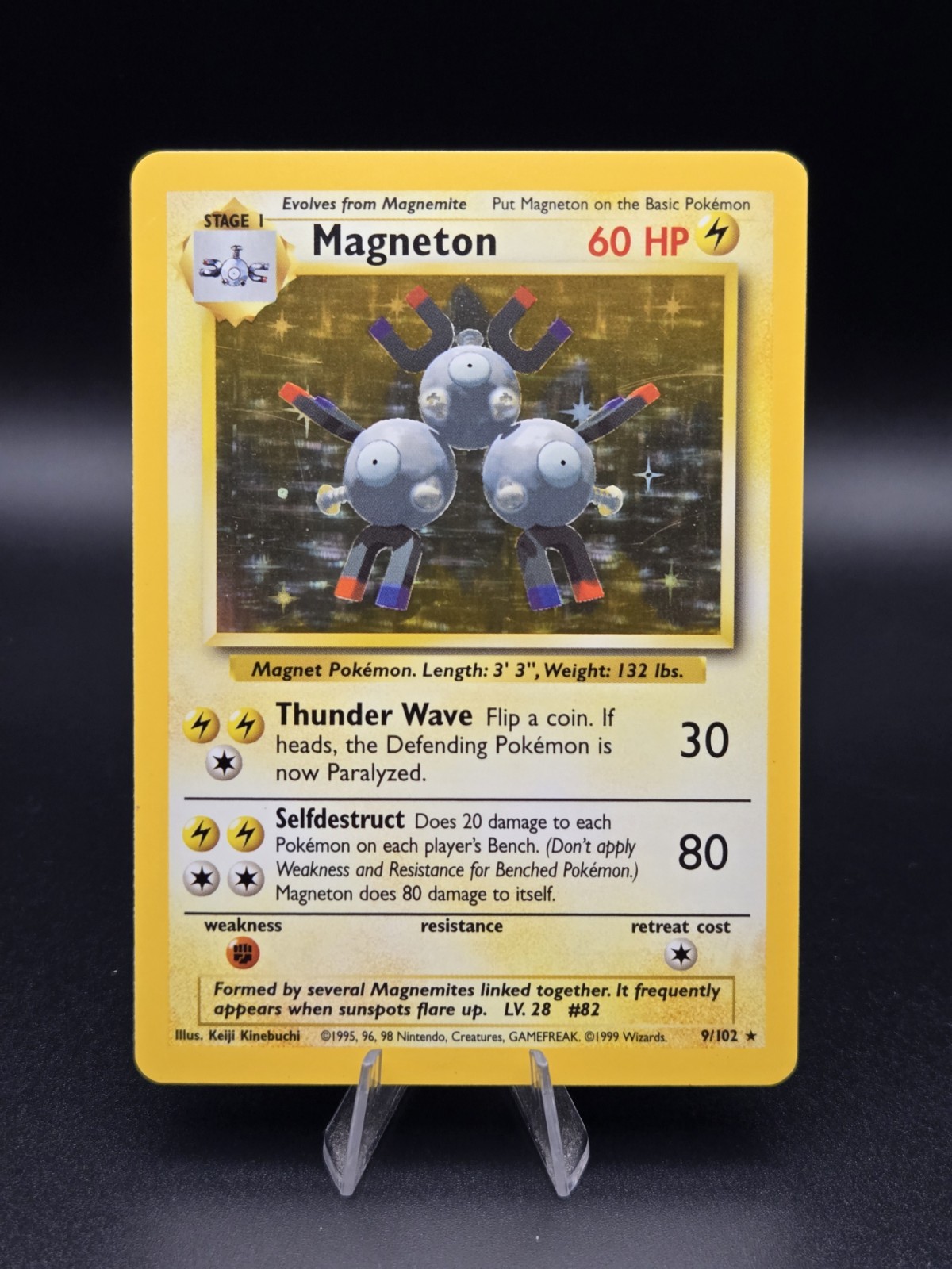 Pokémon Magneton Base Set Holo Rare Card 9/102 60HP WOTC 1999 EXC NM Condition
