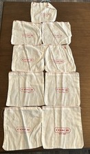 LOT OF 9 Vintage Coach Small Fabric Off White Drawstring Storage Dust Bag 7 New