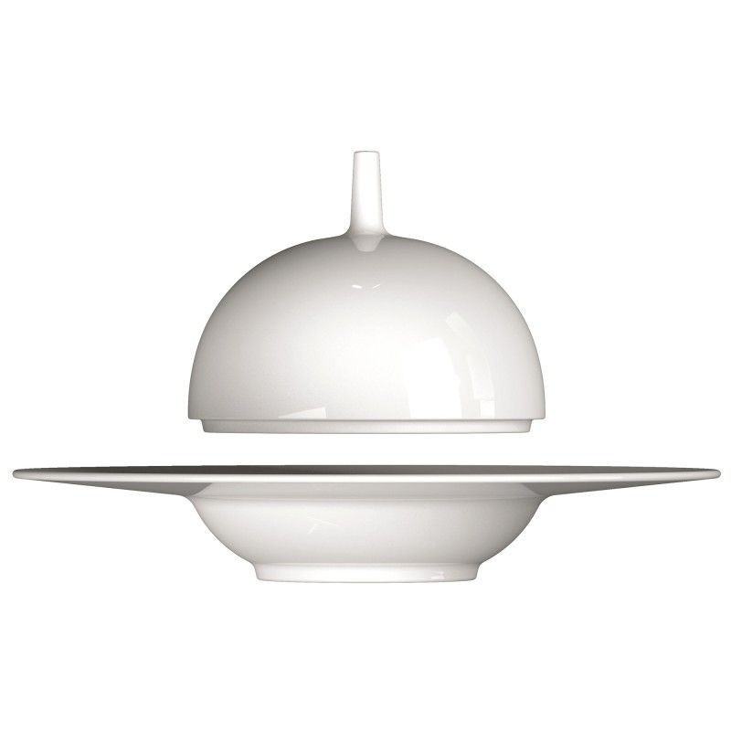 Porcelain Cloche For Soup Plate Saturn Ø 25 Cm Green Edge - Lid