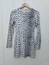 Reformation Kenmare Dress S Black White Spot Print Long Sleeve S Animal Print