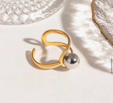 18K Gold plated chunky silver bubble ball ring come with gift box