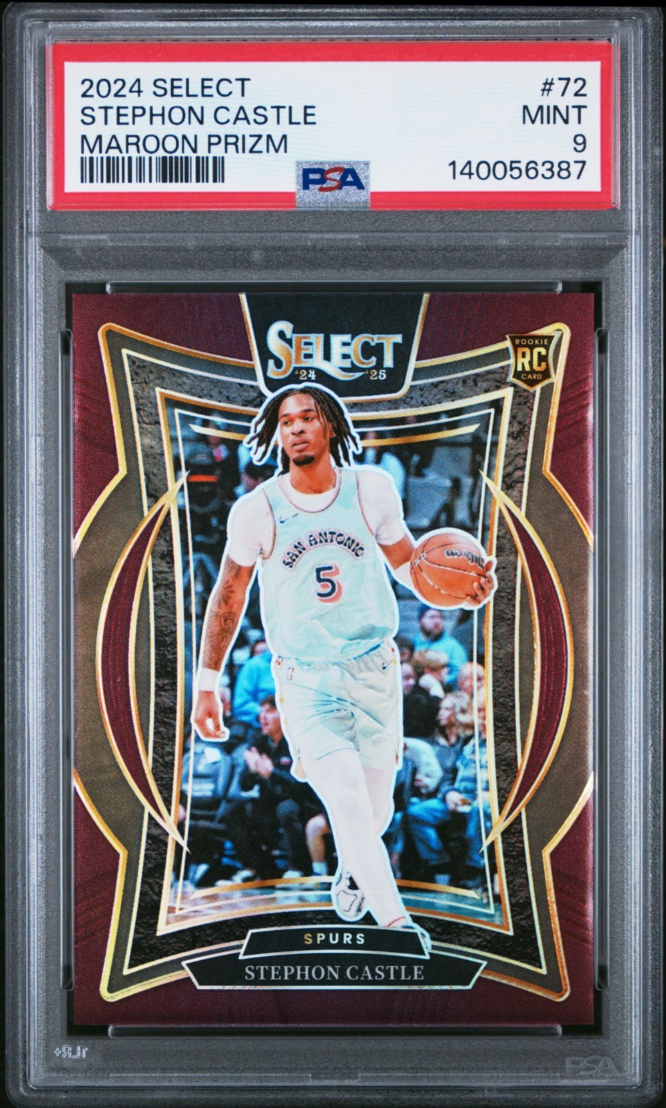 2024-25 Panini Select - Concourse Stephon Castle #72 Maroon Prizm /175 RC PSA 9