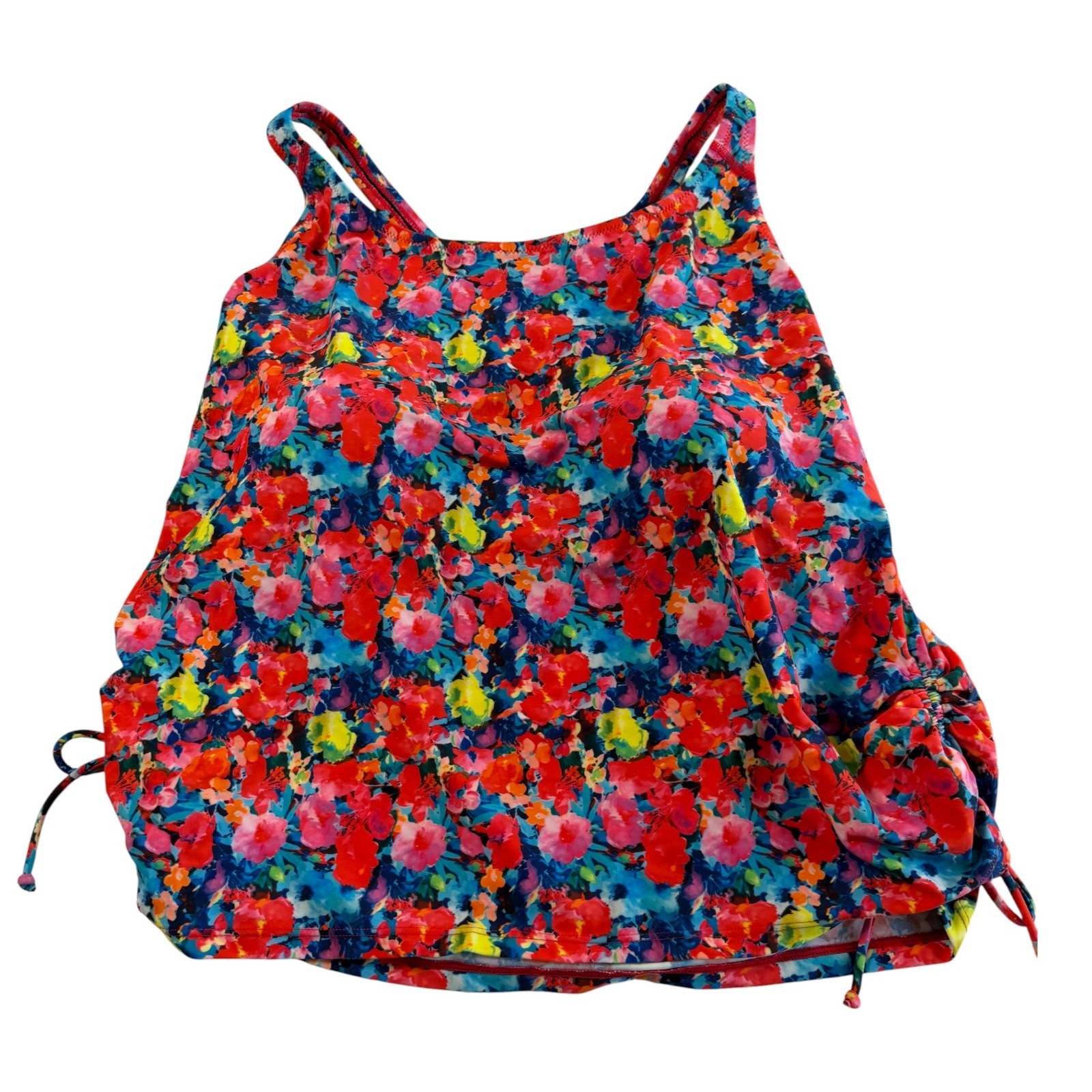 Tankini de natación Calypsa para mujer Maya floral espalda cruzada talla 3X sujetador incorporado acanalado