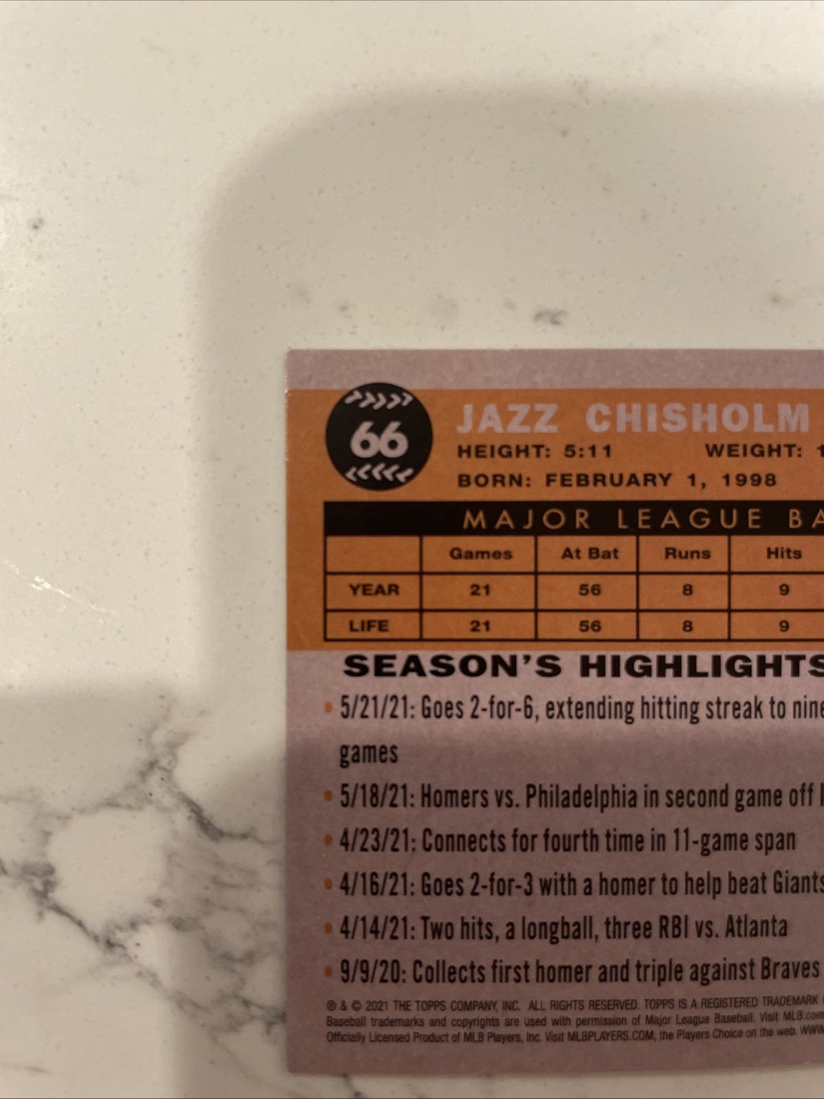 2021 Topps All Star Rookie Cup JAZZ CHISHOLM 1/1 Rookie SUPERFRACTOR FOILFRACTOR view 10