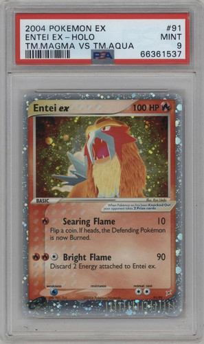 2004 Pokemon EX Team Magma Vs Team Aqua Entei ex Holo Foil #91 PSA 9 Mint