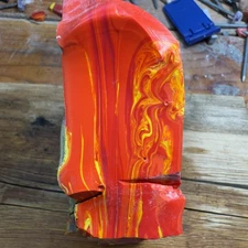 Beautiful Bright Red Rosarita Rough Red With Yellow Stripes 650 grams 