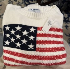 American Flag Crewneck Knit Sweater Women’s Medium Tall Old Navy NEW