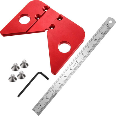 Aluminum Alloy 45° Center Finder Tool with Detachable Ruler for Woodworking