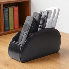 Black PU Leather TV Remote Control Holder Desktop Organizer 5Compartment