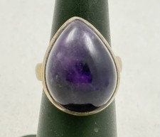 Vintage Sterling Silver 925 Natural Large Cabochon Amethyst Ring Size 5