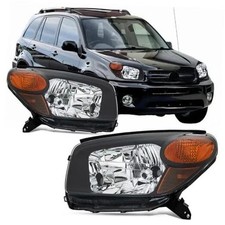 Headlights Assembly Compatible With 2004 2005 Toyota 04-05 RAV4 BLACK AMBER