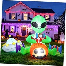 7FT Halloween Alien Inflatable Outdoor Decorations with LED Lights