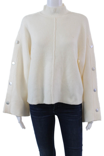 Kenneth Cole Womens Long Sleeves Pullover Turtleneck Sweater White Size Medium
