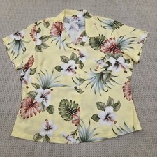 VTG MD Fashion Floral Hawaiian Shirt Blouse HAWAII USA MADE Rayon Womens Large