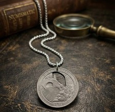Hand Cut Coin Necklace State Quarter North Carolina 2015 Blue Ridge Parkway