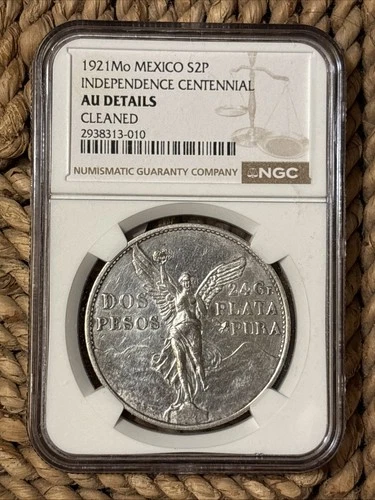 1921-Mo Mexico 2 Dos Pesos Silver NGC AU Details Cleaned Independence Centennial