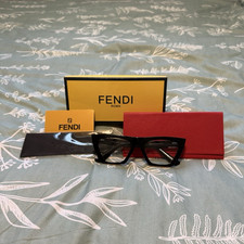 Fendi Women s Cat Eye Eyeglasses Frame Black Solid Pattern Plastic Material