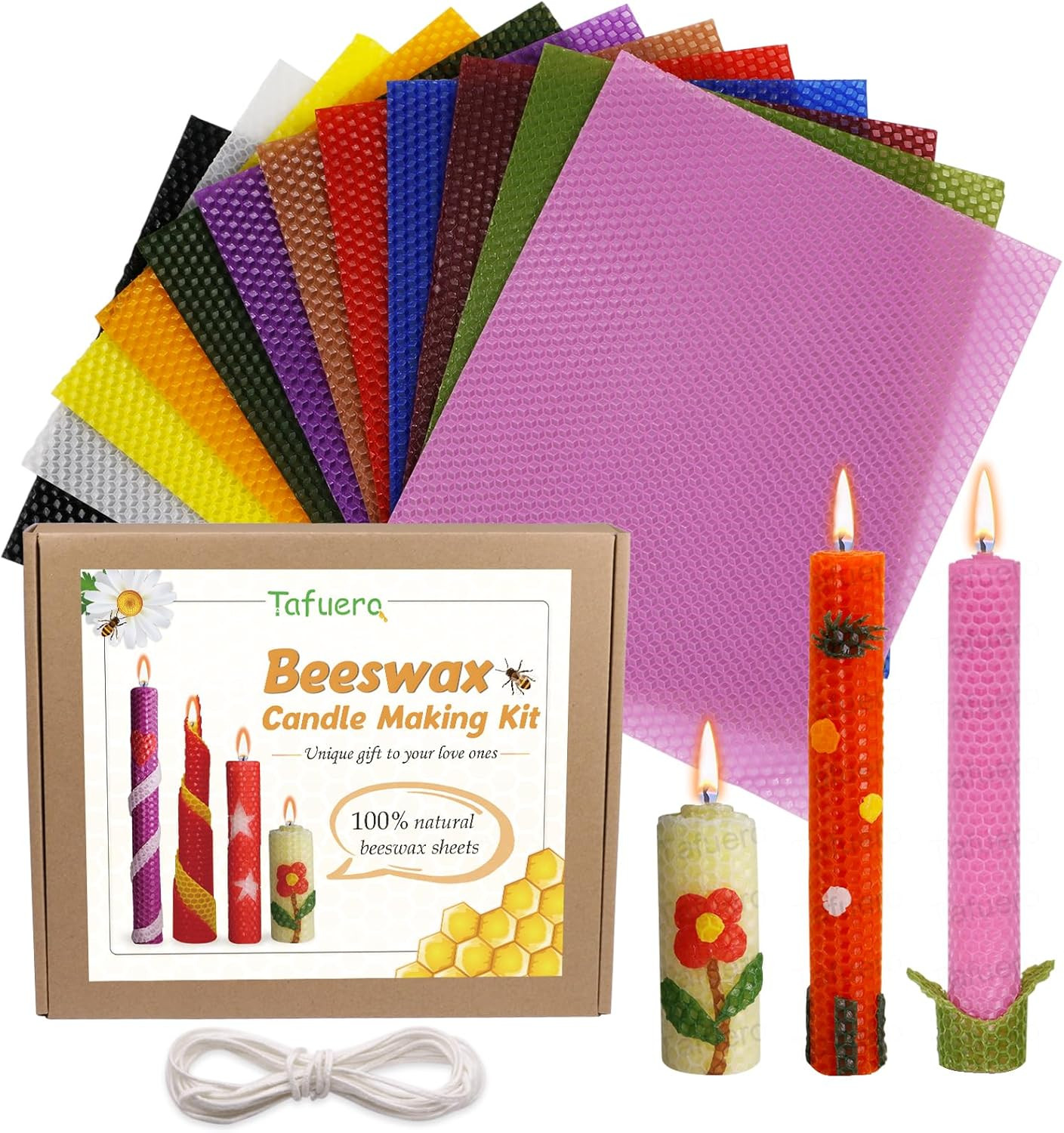 Beeswax Honeycomb Candle Sheets,12Pcs Beeswax Candle Making 