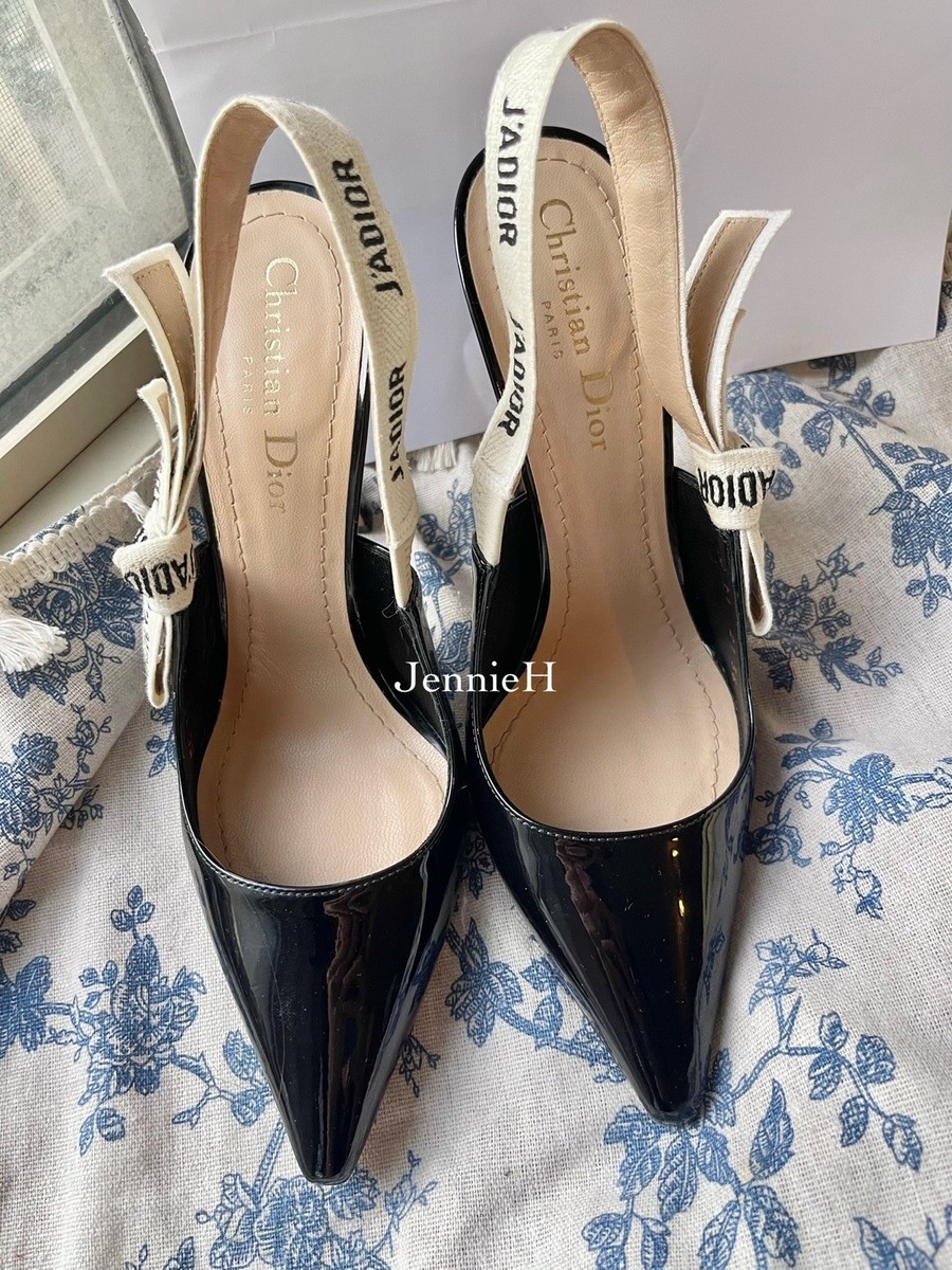 Flawless Authentic Dior Black Patent Slingback Pumps - Size 36