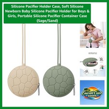 Portable Baby Silicone Pacifier Container - Easy to Clean Attach - Sage/Sand
