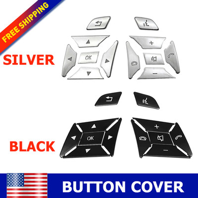 For Mercedes Benz W204 C 2012-2016 Steering Wheel Button Silver Black Trim Cover
