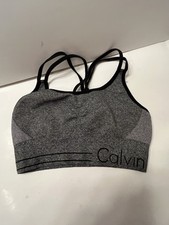 Calvin Klein Performance Sports Bra Womens Sz S No Tag Gray Black No Cups