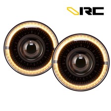 7 Round Led Headlights For 1997-2018 Jeep Wrangler Jk W Starry Drl Halo Black
