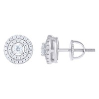 Sterlingsilber Moissanit 8Mm Solitaire Doppel Halo Rund Ohrstecker 2/5 Karat